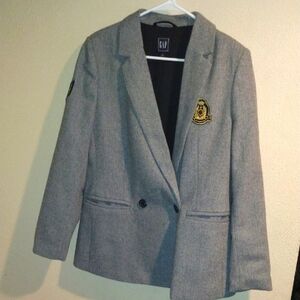 Grey Gap Wool Blend Blazer Akademia Preppy 12